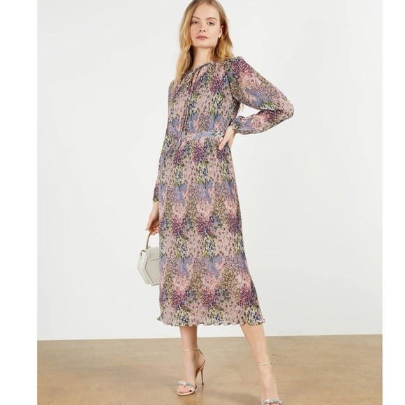 2023 COLLECTION TED BAKER FLOSSI LONG SLEEVE PRINTED DRESS SZ US 8 OR TED SZ 3 - Picture 6 of 12